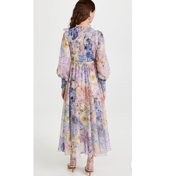 ZIMMERMANN Rhythmic Shirred Midi Dress size AU 1/US 6 - Picture 4 of 7